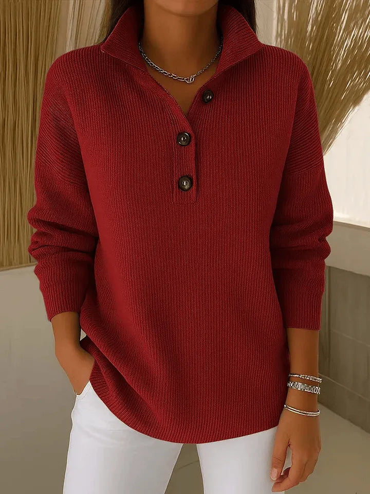 Sweter polo Amelia z dekoltem w serek