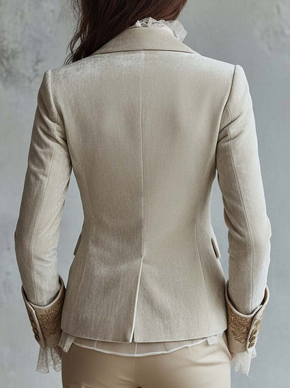 Ivory women's blazer with embroidery