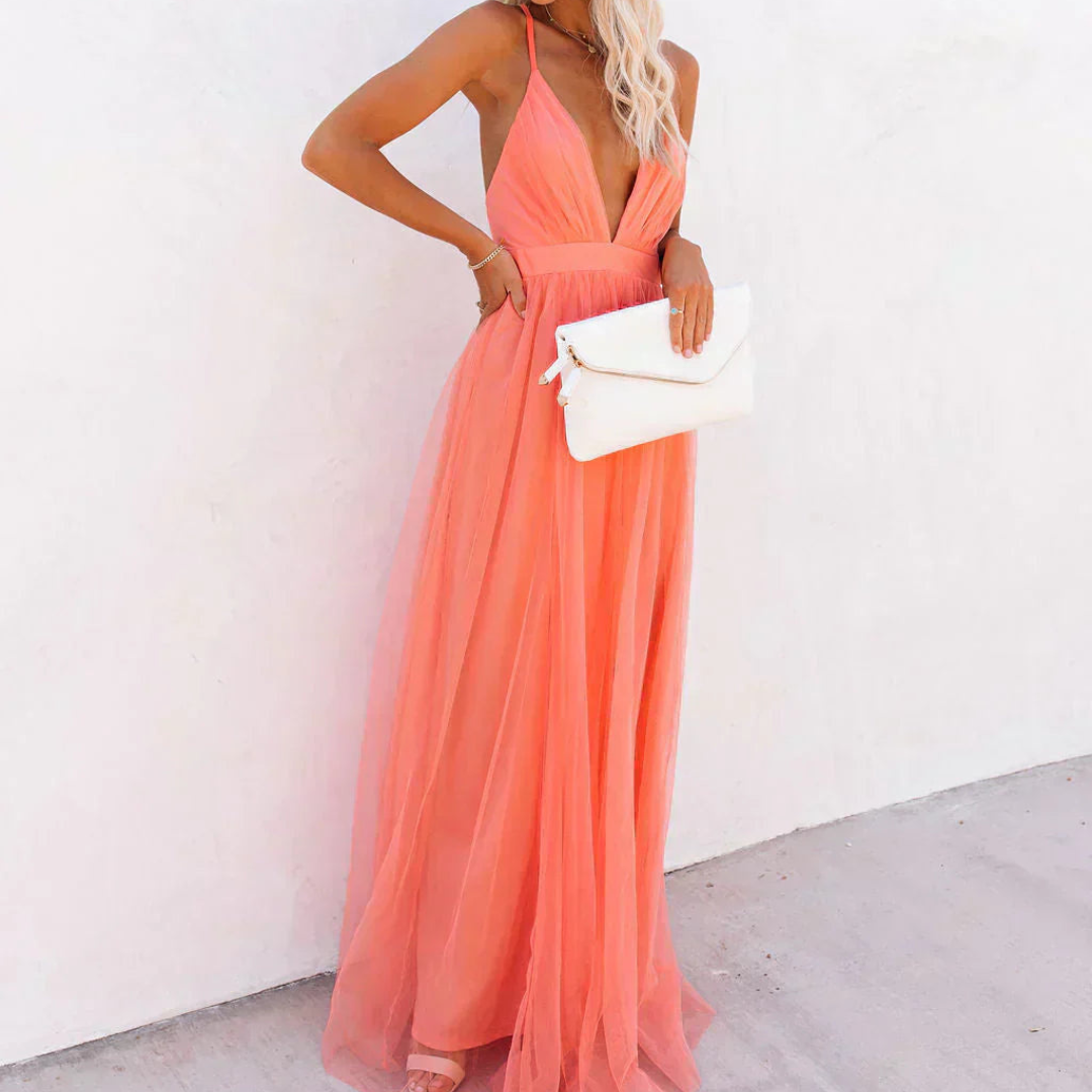 Gabriela | Sukienka maxi Koralowy Blask