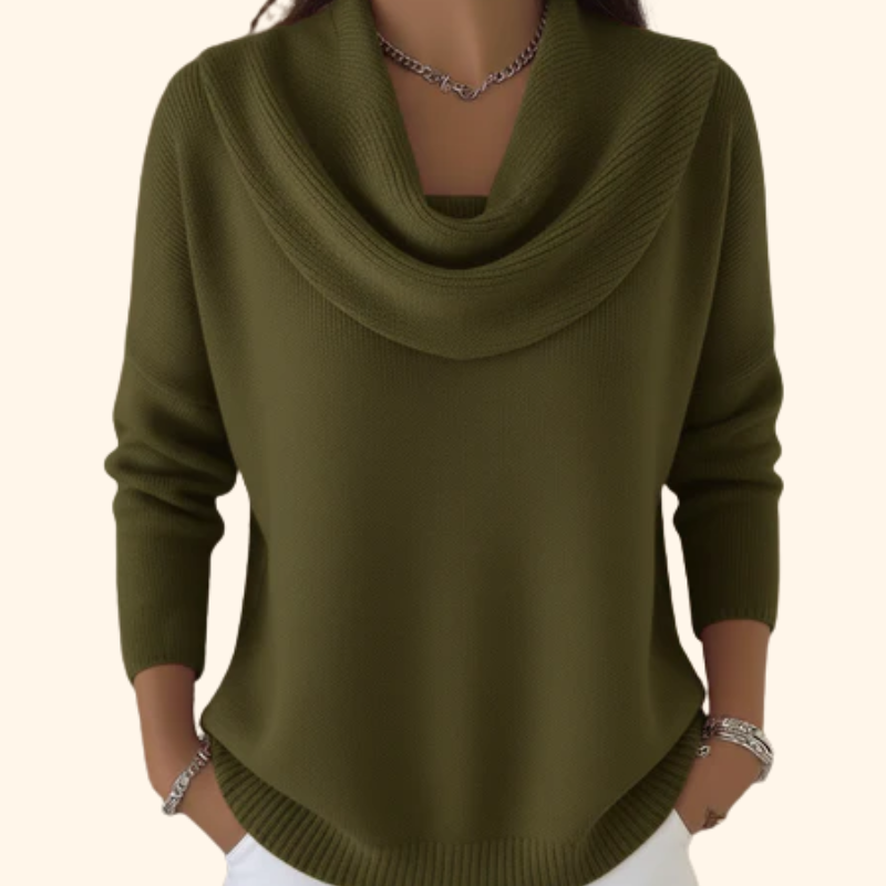 Sweter Jola z drapowanym kołnierzem