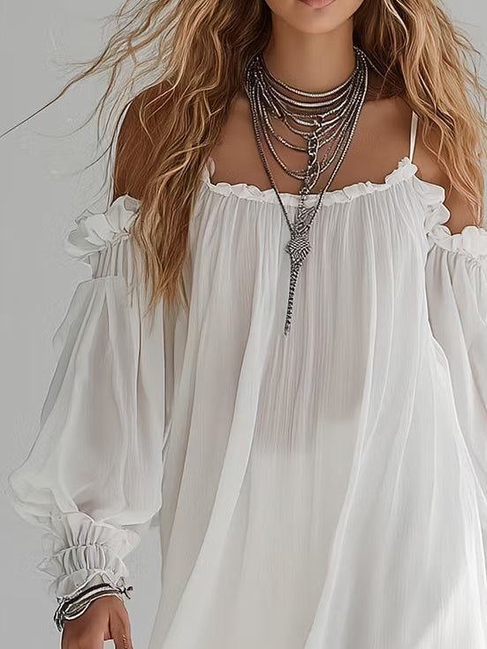 SYLWESTER | Boho biel z odkrytymi ramionami