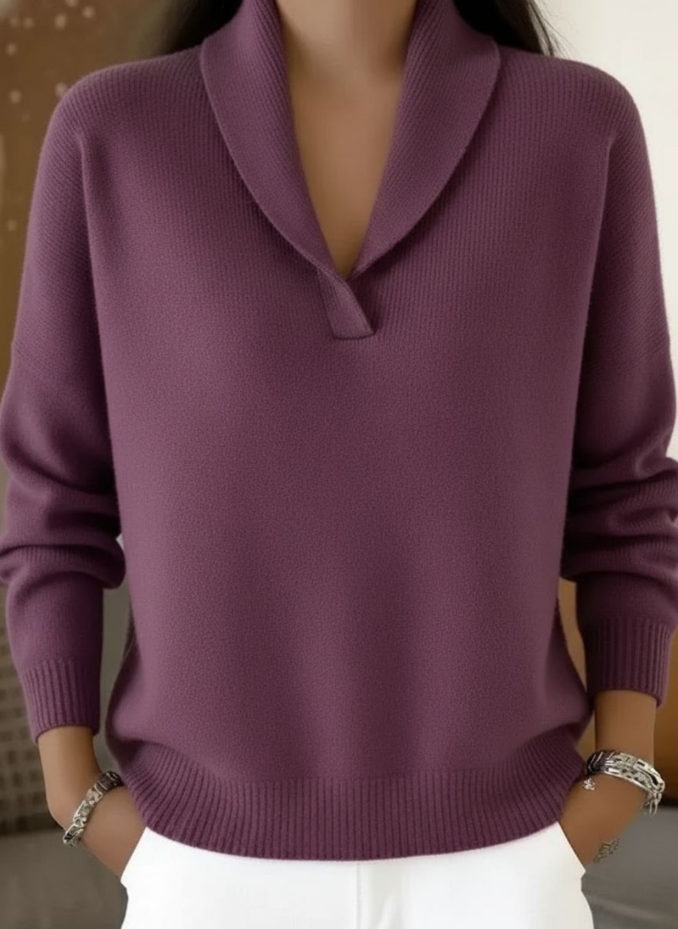Nela Sweter z Dekoltem w Serek