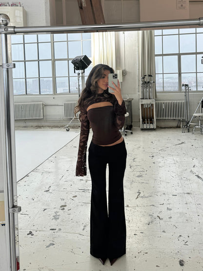 TALL Livia spodnie z niskim stanem – Czarne