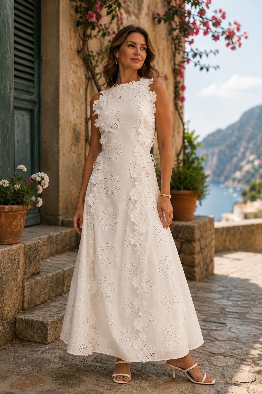 Adela | Elegancka haftowana sukienka maxi