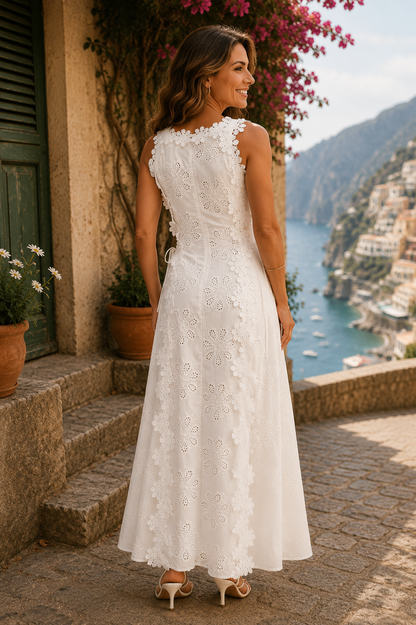 Adela | Elegancka haftowana sukienka maxi