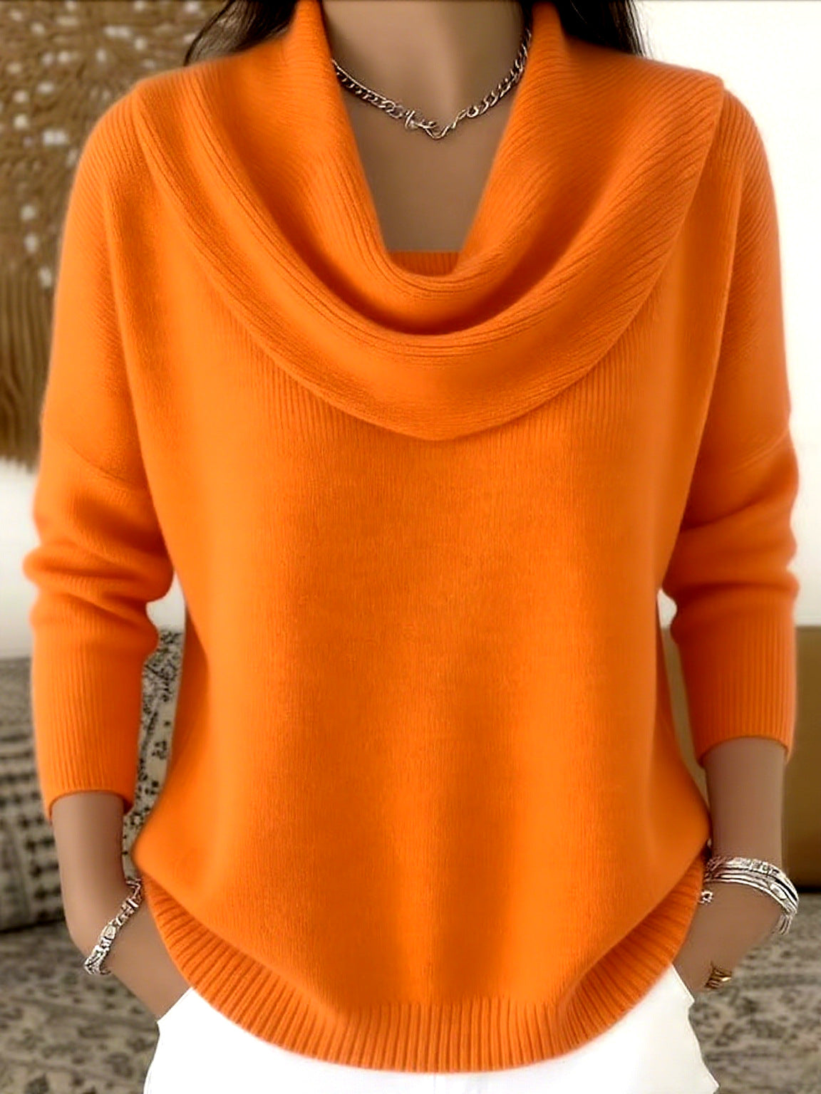 Sweter Jola z drapowanym kołnierzem