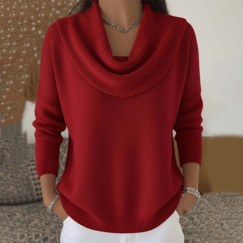 Sweter Jola z drapowanym kołnierzem