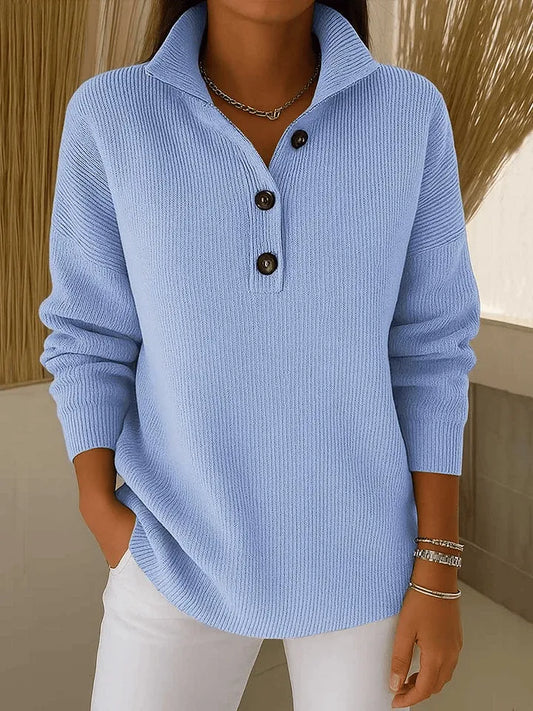 Amelia Sweter Polo z Dekoltem w Serek