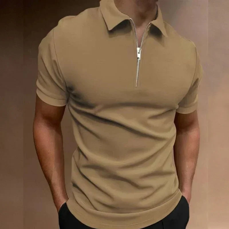 Classic zip-up polo shirt