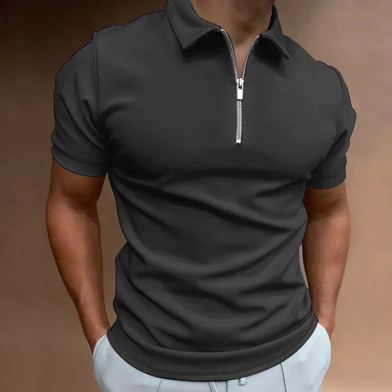 Classic zip-up polo shirt