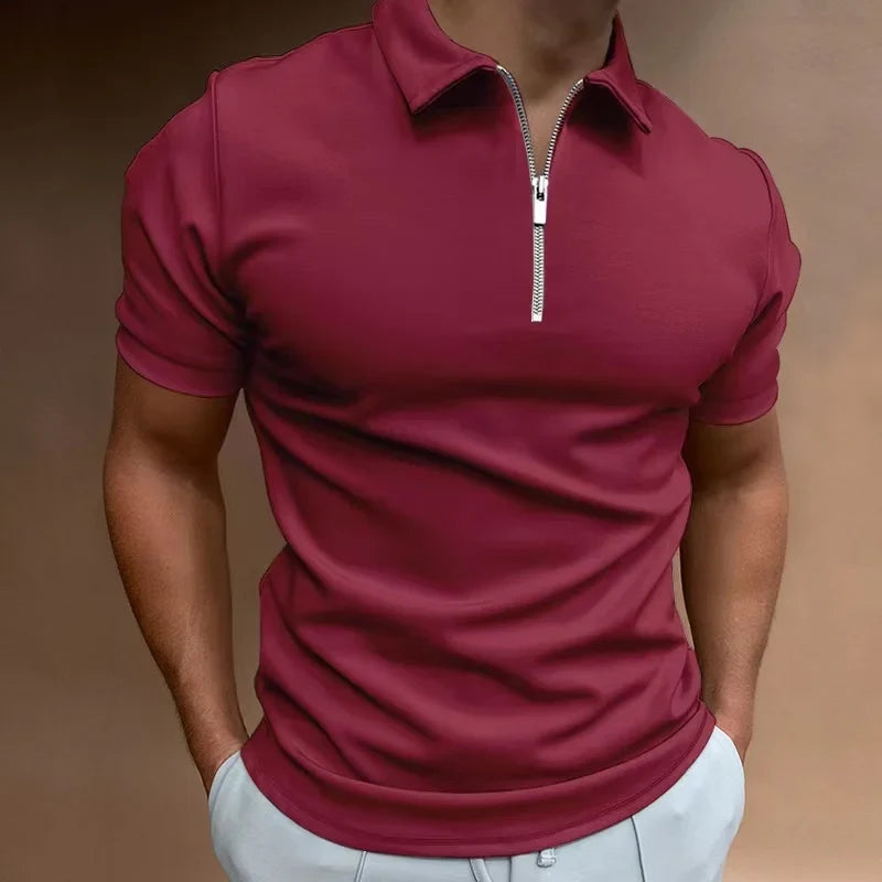 Classic zip-up polo shirt