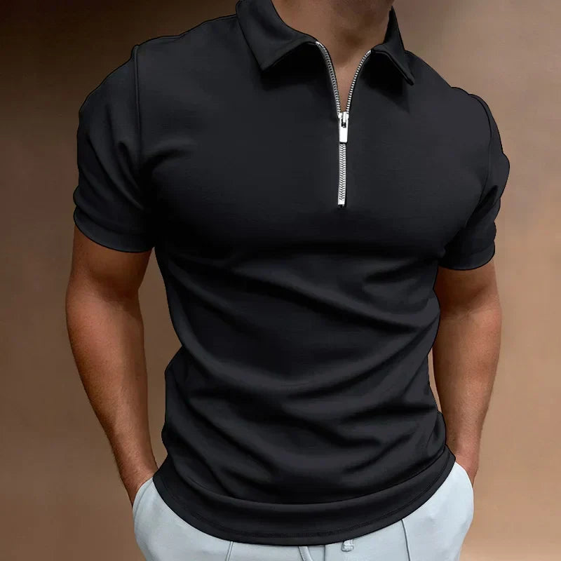 Classic zip-up polo shirt
