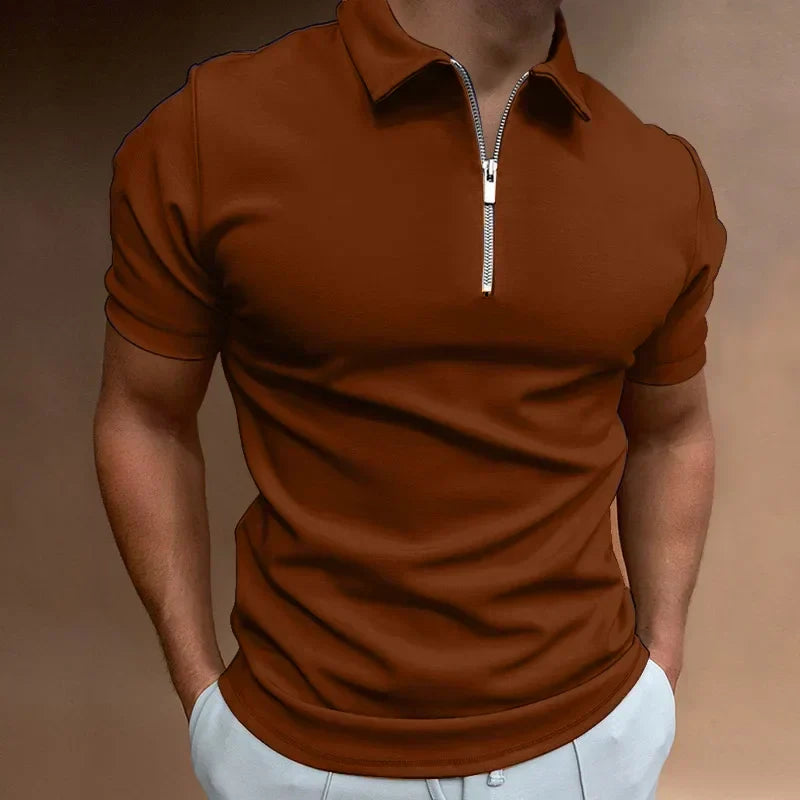 Classic zip-up polo shirt