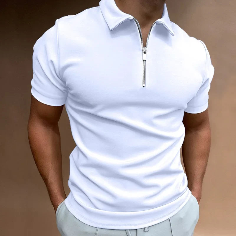 Classic zip-up polo shirt