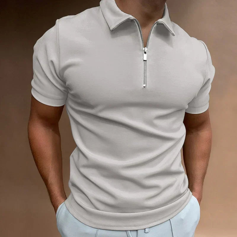 Classic zip-up polo shirt