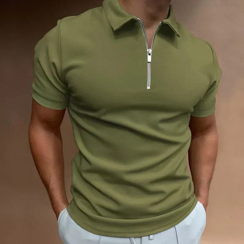 Classic zip-up polo shirt