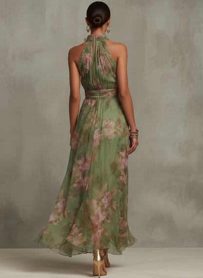 Liwia | Elegancka kwiecista sukienka maxi typu halter
