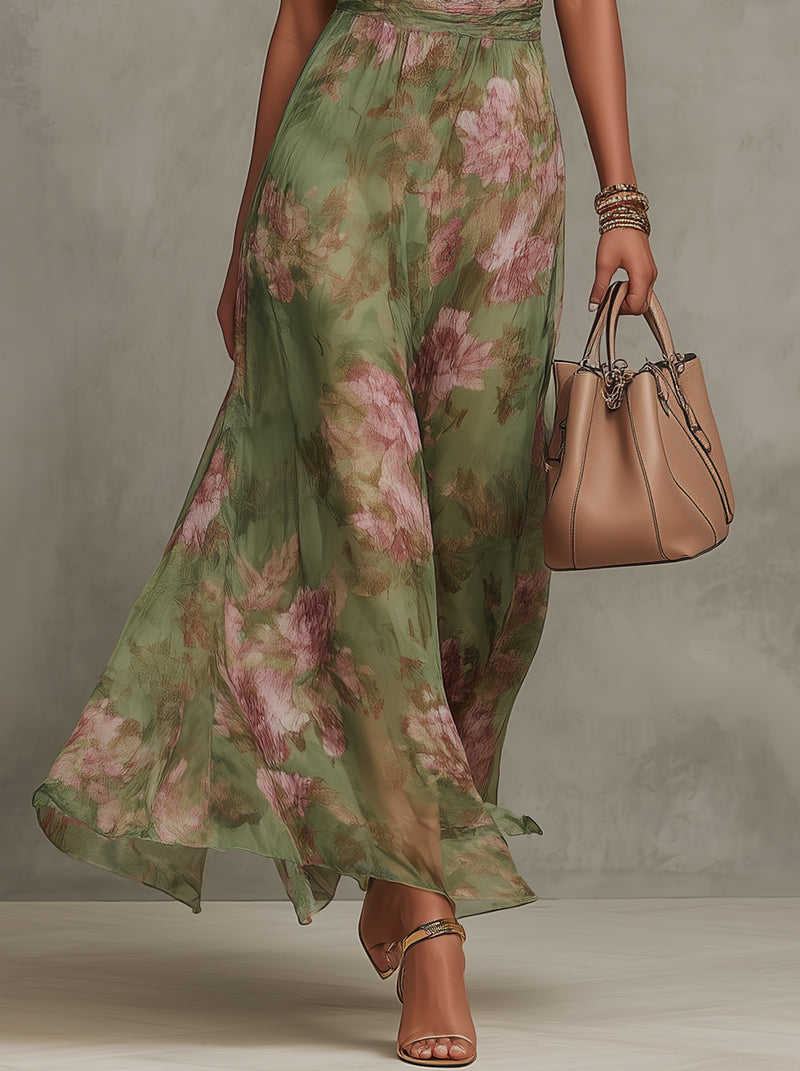 Liwia | Elegancka kwiecista sukienka maxi typu halter